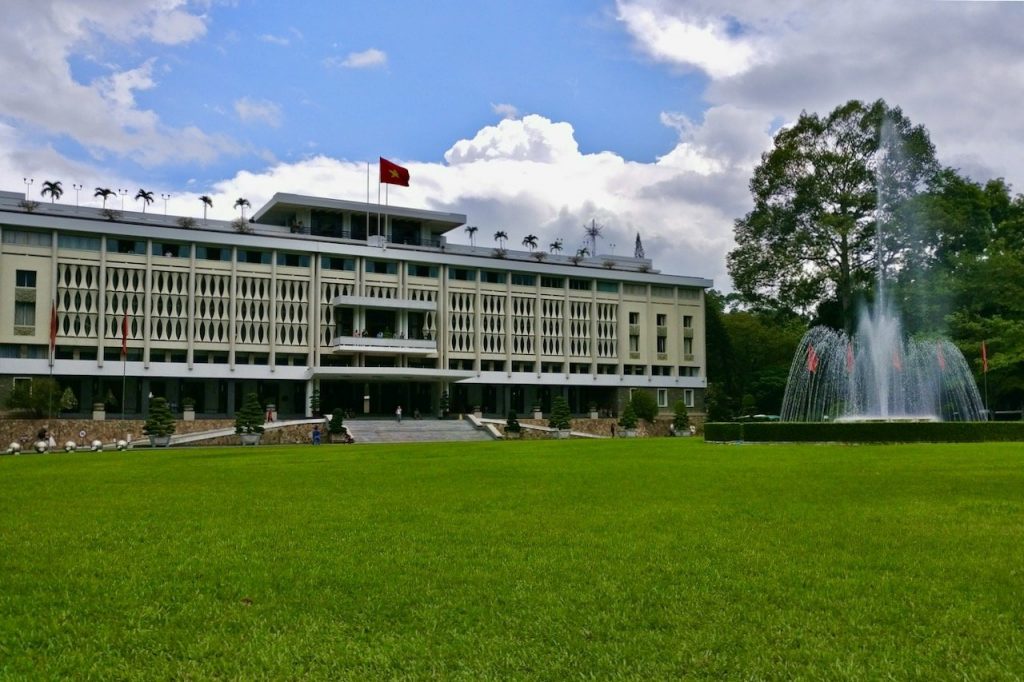 Outside the front of the Independence Palace